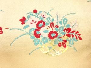 アンティーク　花籠模様織り出し名古屋帯